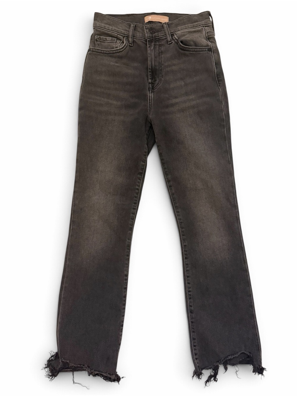 7 For All Mankind Women's Luxe Vintage High-Rise Slim Kick Washed Black Jeans Sz